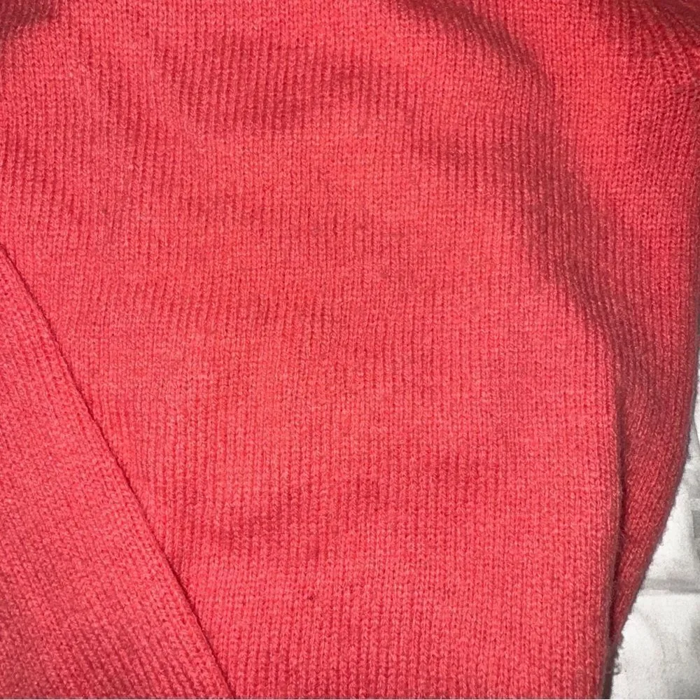 J.Crew Lambswool Blend Ruffle Mock Neck Sweater – melon colored, Size Small